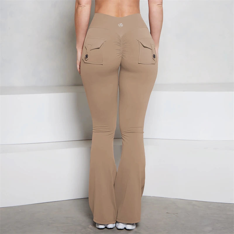 Scrunch Butt Pocket Flared Leggings