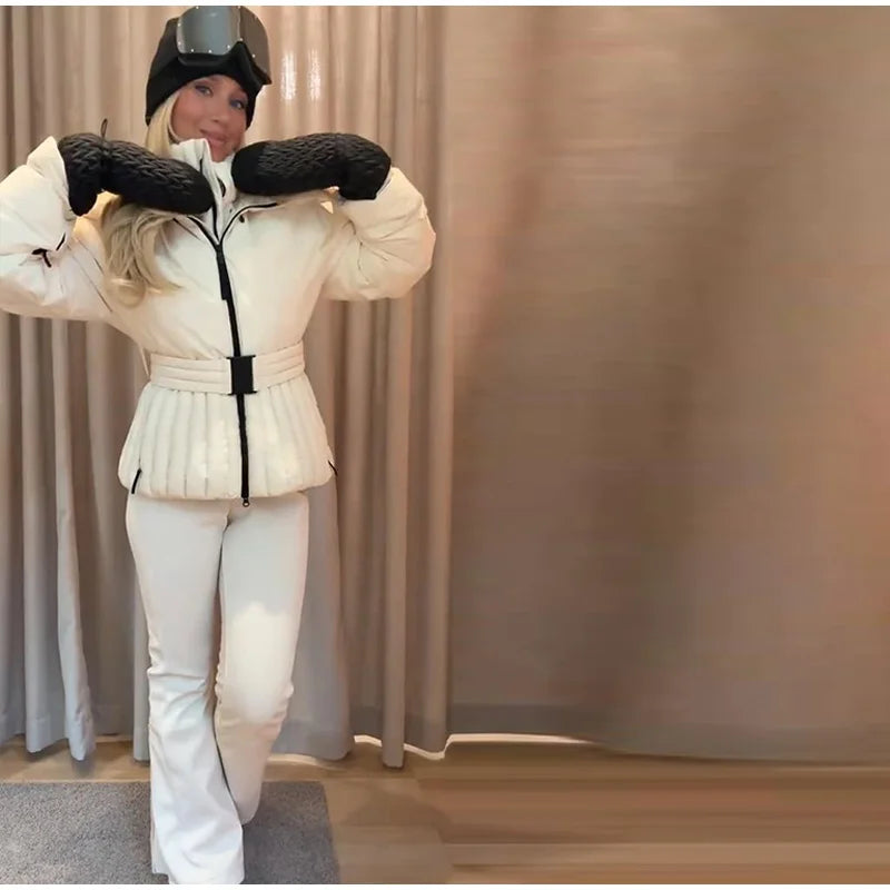 Belted Winter Ski Jacket for Women