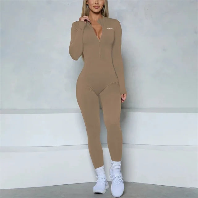 SculptFit Long Sleeve Zipper Jumpsuit