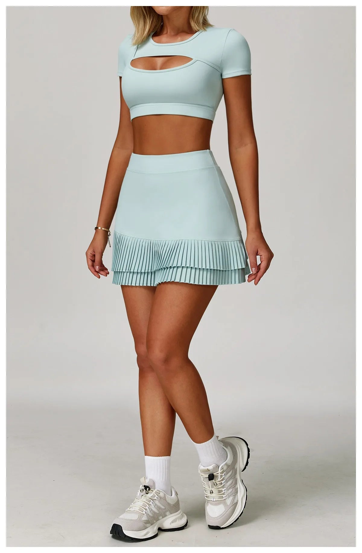 2-Piece Pastel Crop Top & Tennis Skort Set