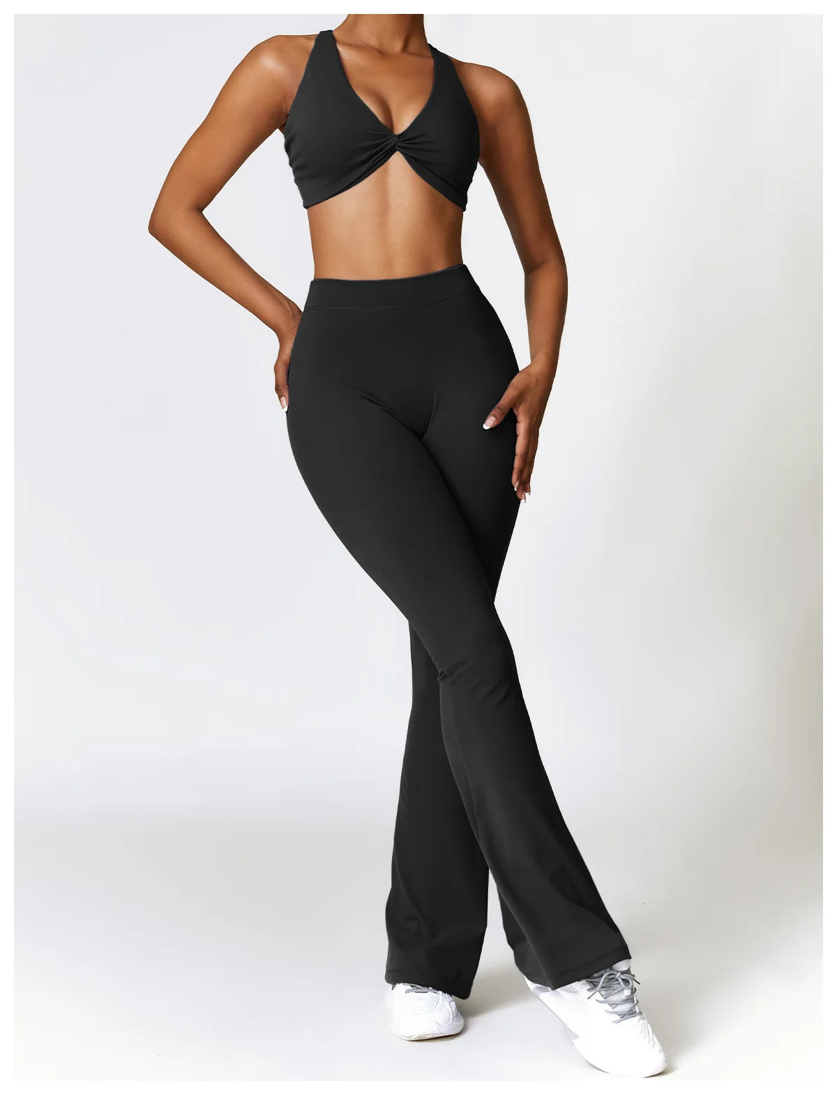 Seamless 2-Piece High-Waist Flare Leggings & Sports Bra