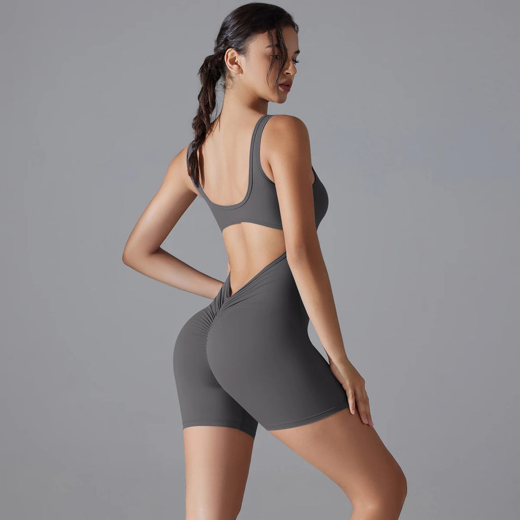 V-Back Scrunch Sports Jumpsuit
