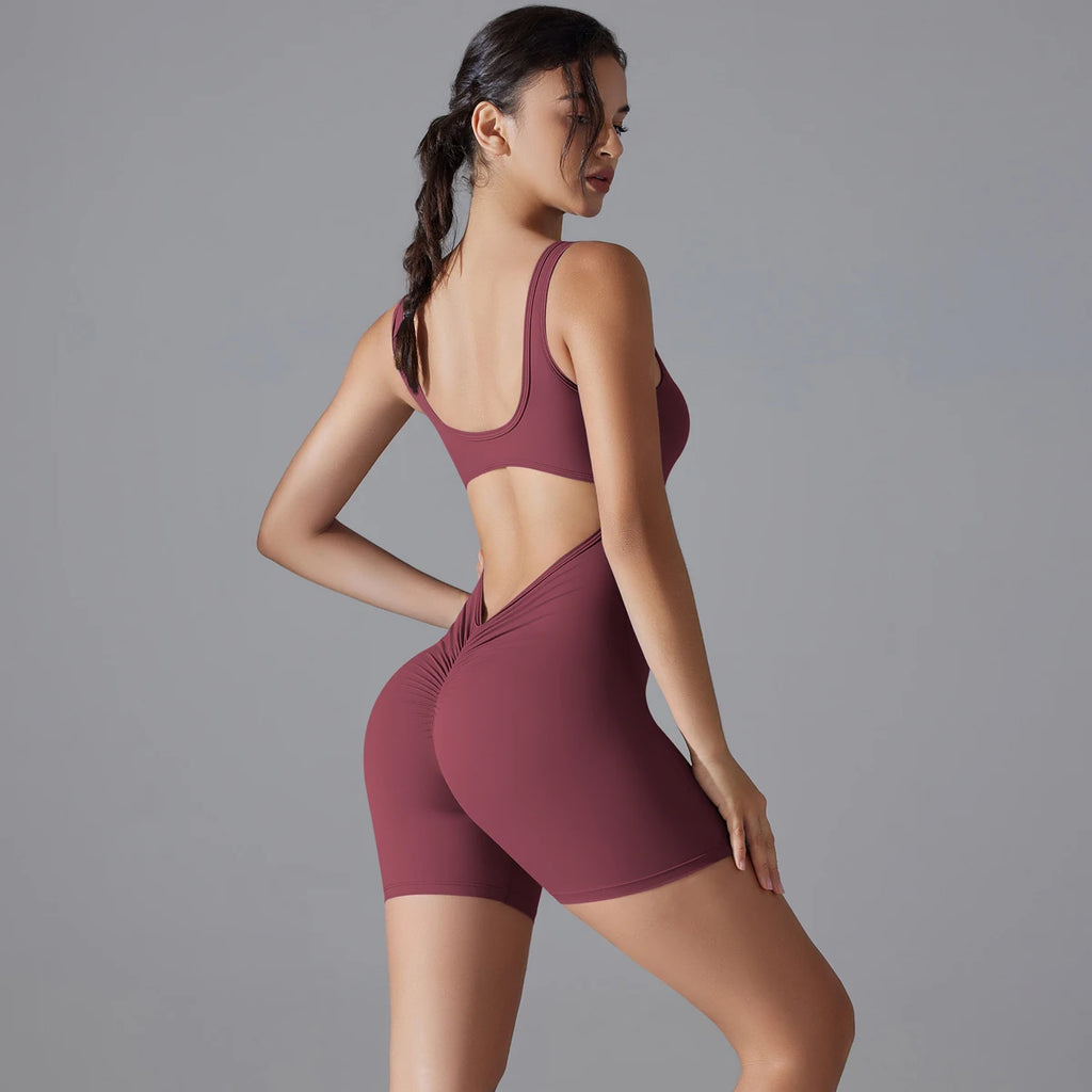 V-Back Scrunch Sports Jumpsuit