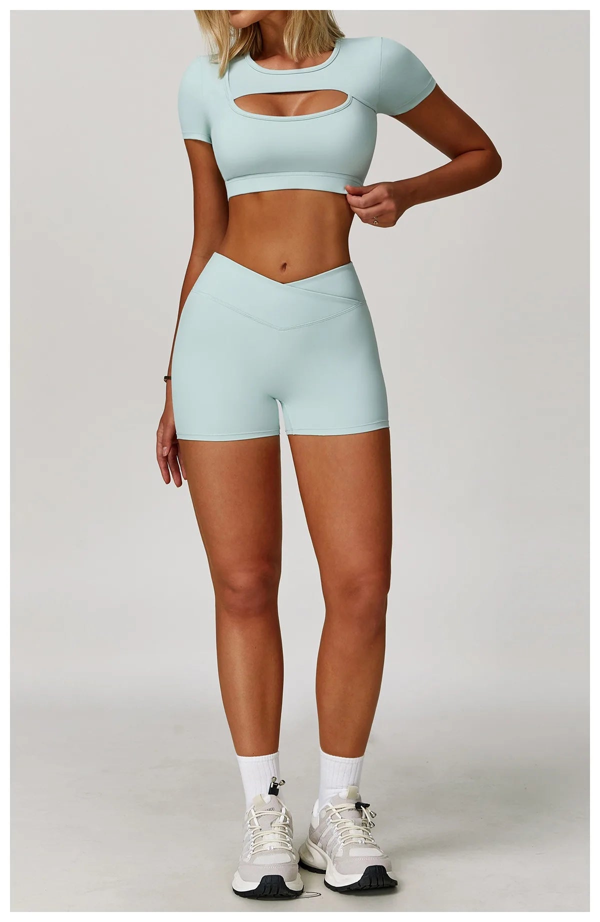 2-Piece Pastel Crop Top With Shorts Set