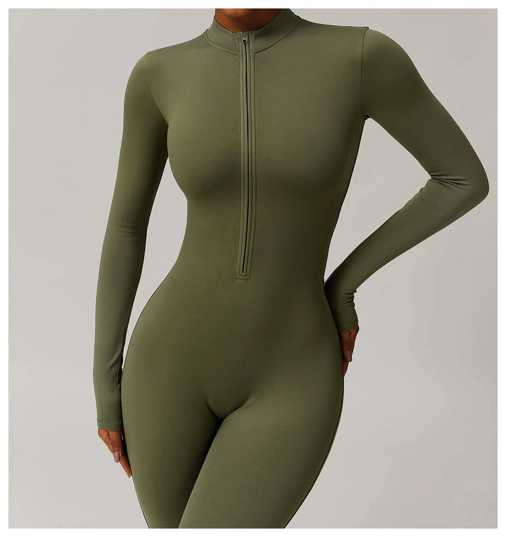 SculptEase Fleece-Lined Long-Sleeve Jumpsuit