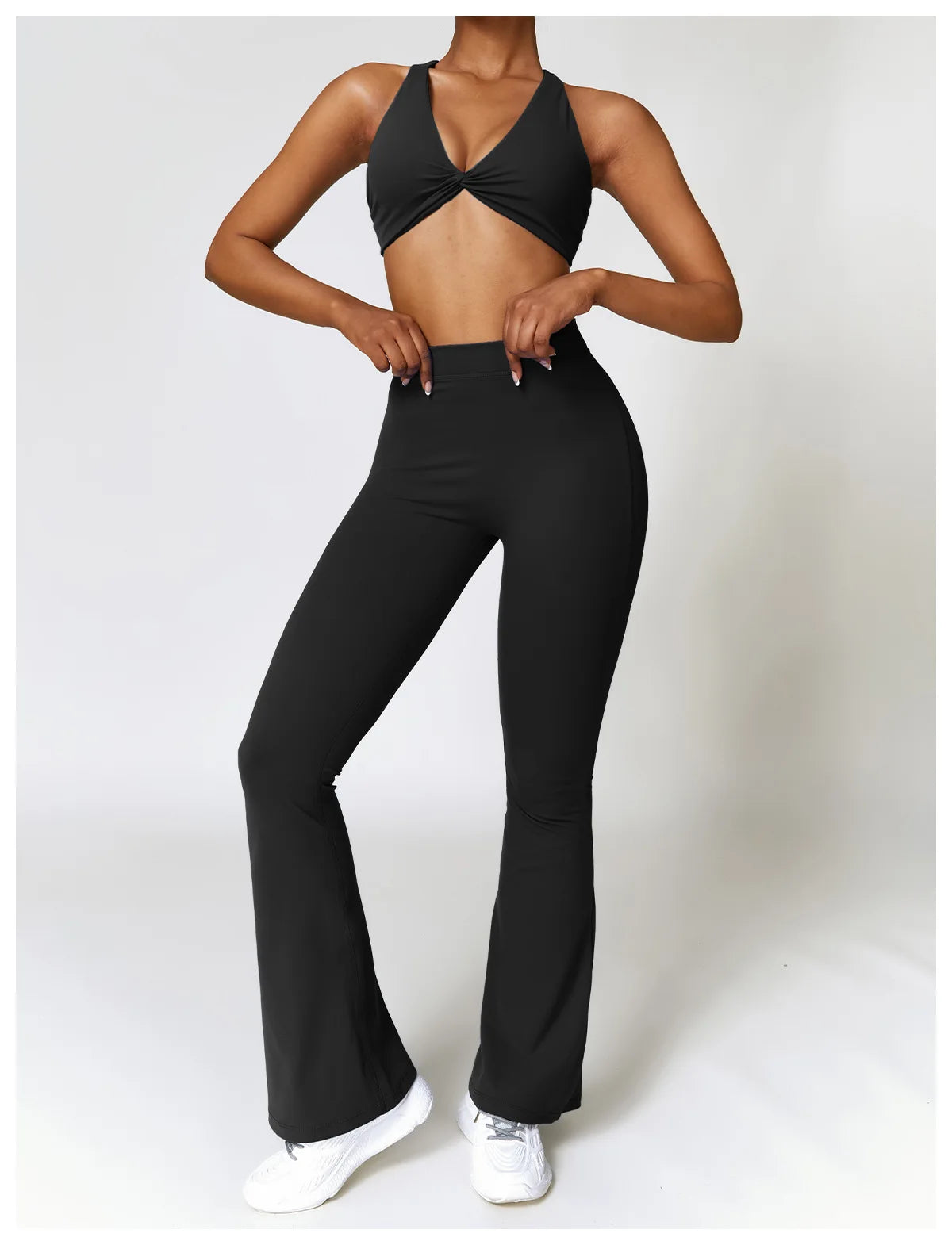 Seamless 2-Piece High-Waist Flare Leggings & Sports Bra