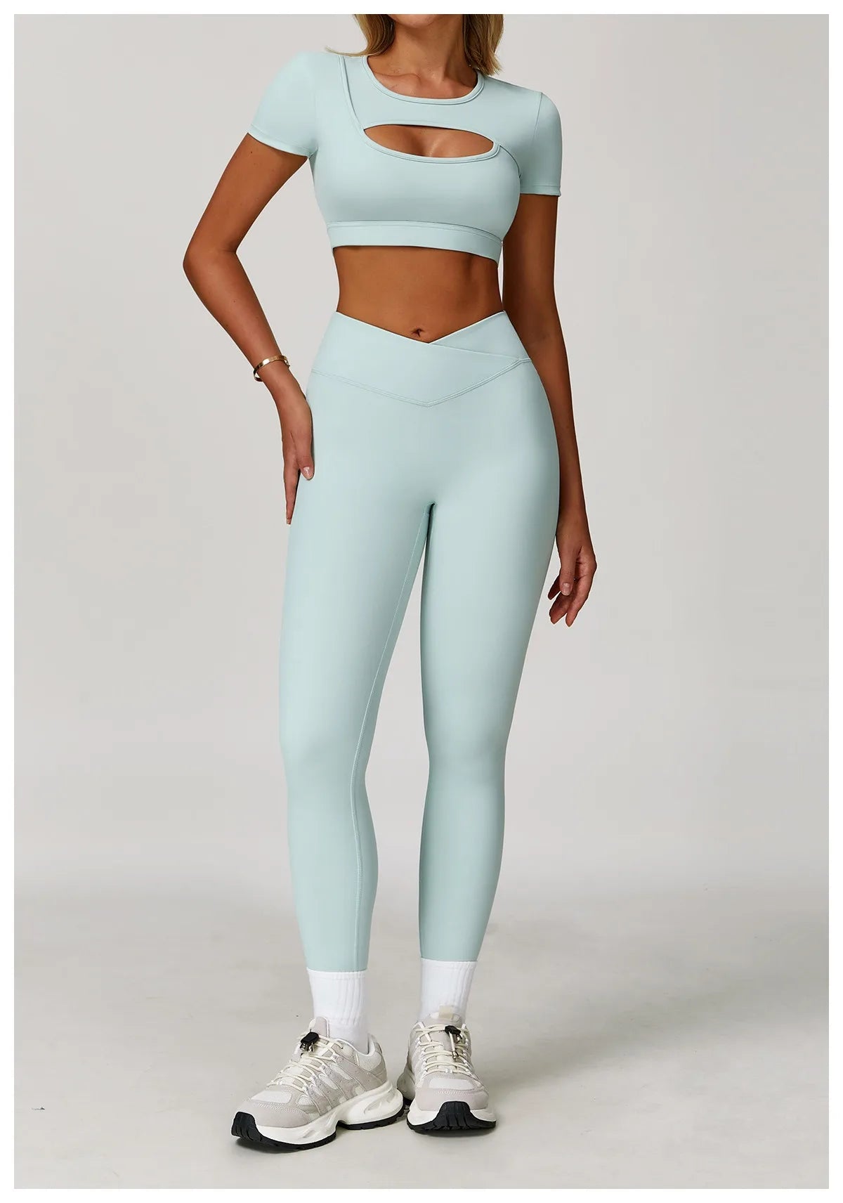 2-Piece Pastel Crop Top With Leggings Set