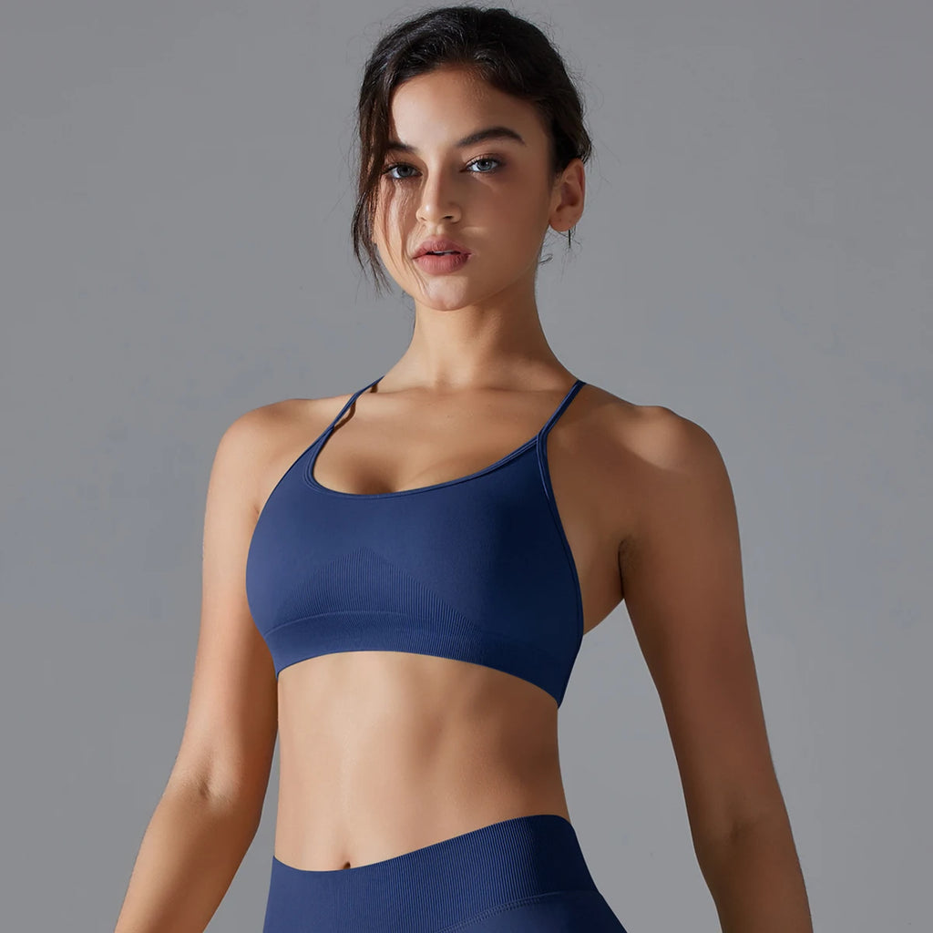 Crossback High-Stretch Knit Sports Bra