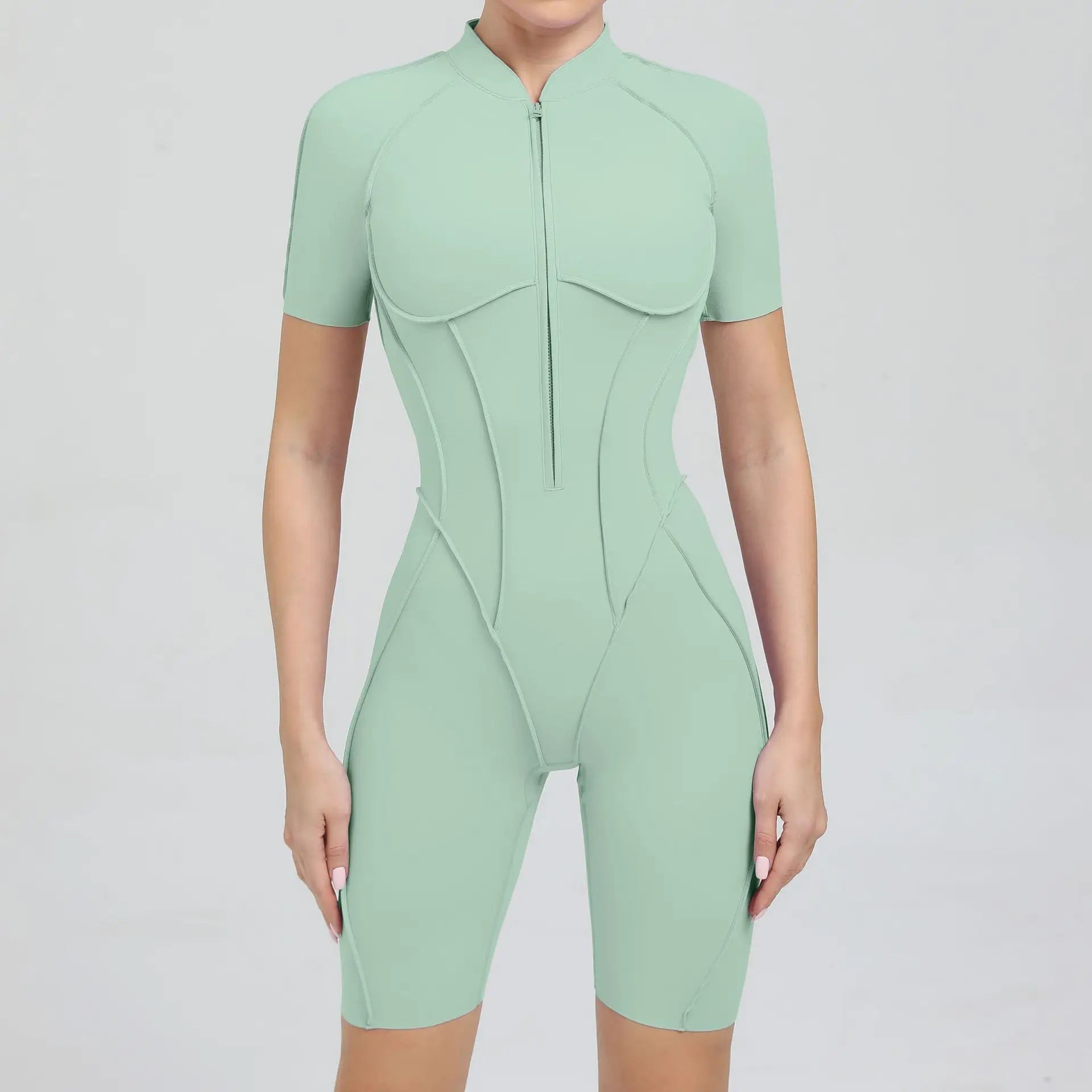 Seamless Backless Shorts Jumpsuit