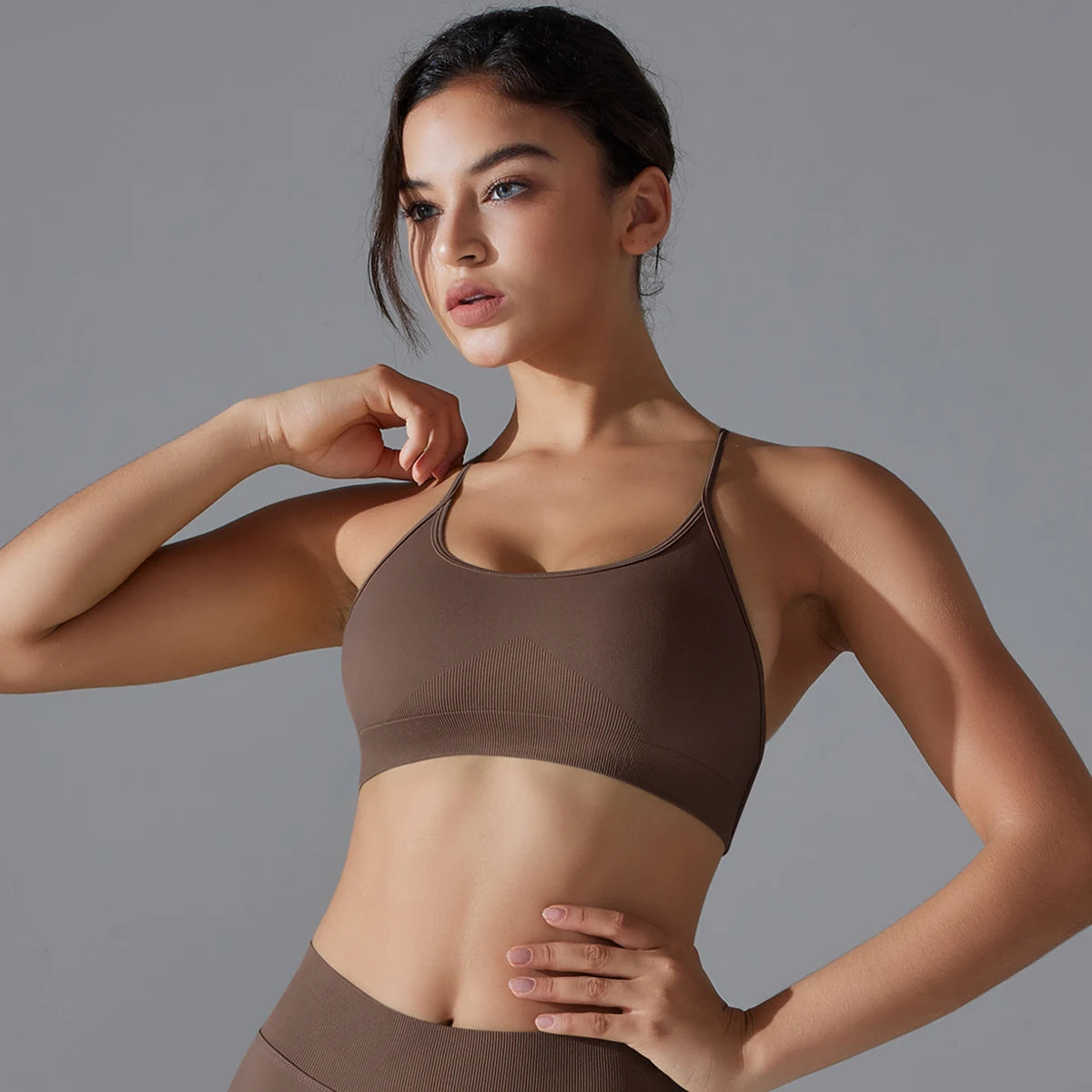 Crossback High-Stretch Knit Sports Bra