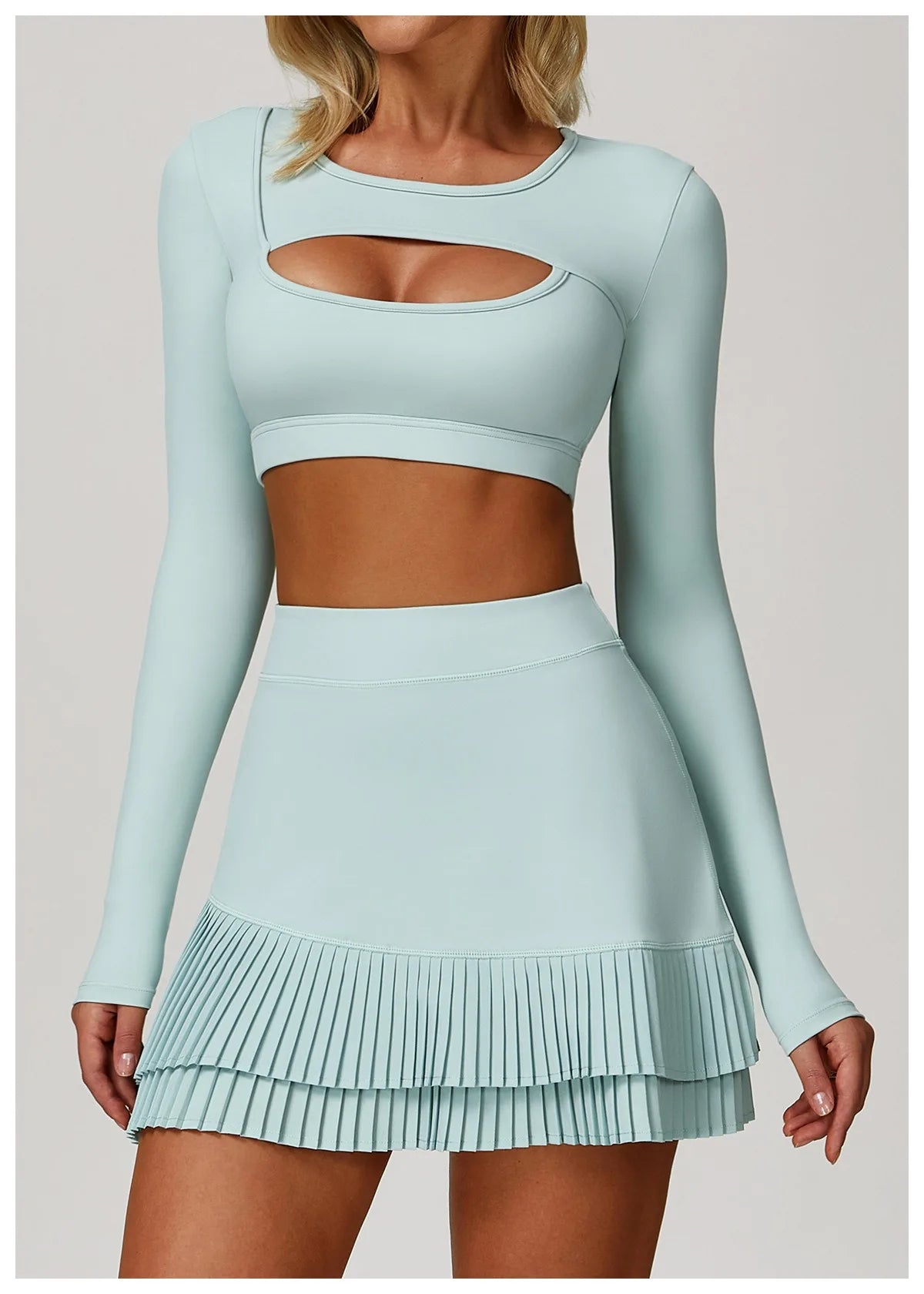 Long Sleeve Quick-Dry Pastel Crop Top