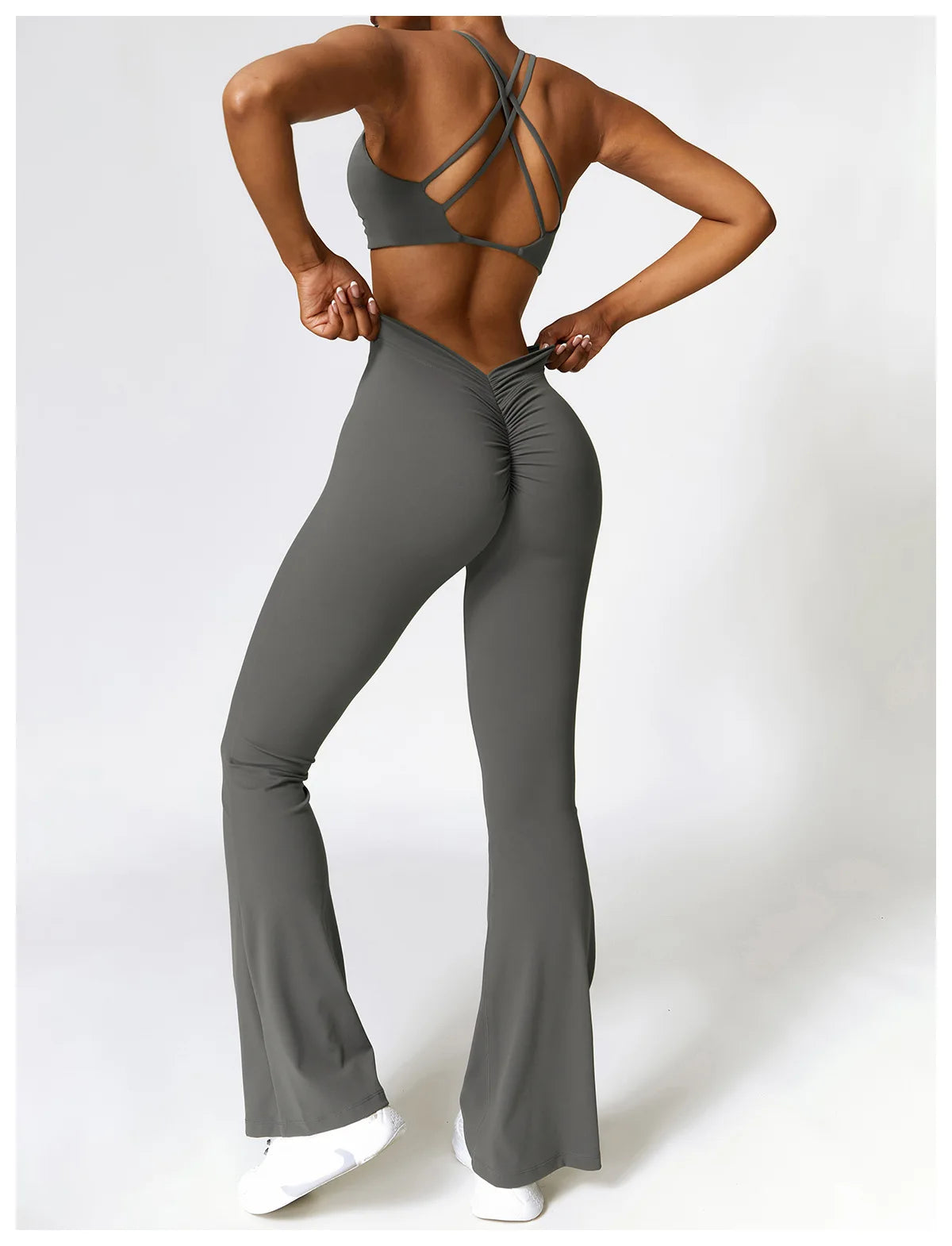 Seamless 2-Piece High-Waist Flare Leggings & Sports Bra