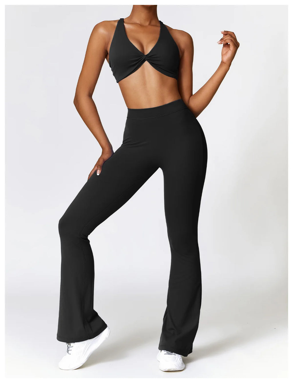 Seamless 2-Piece High-Waist Flare Leggings & Sports Bra