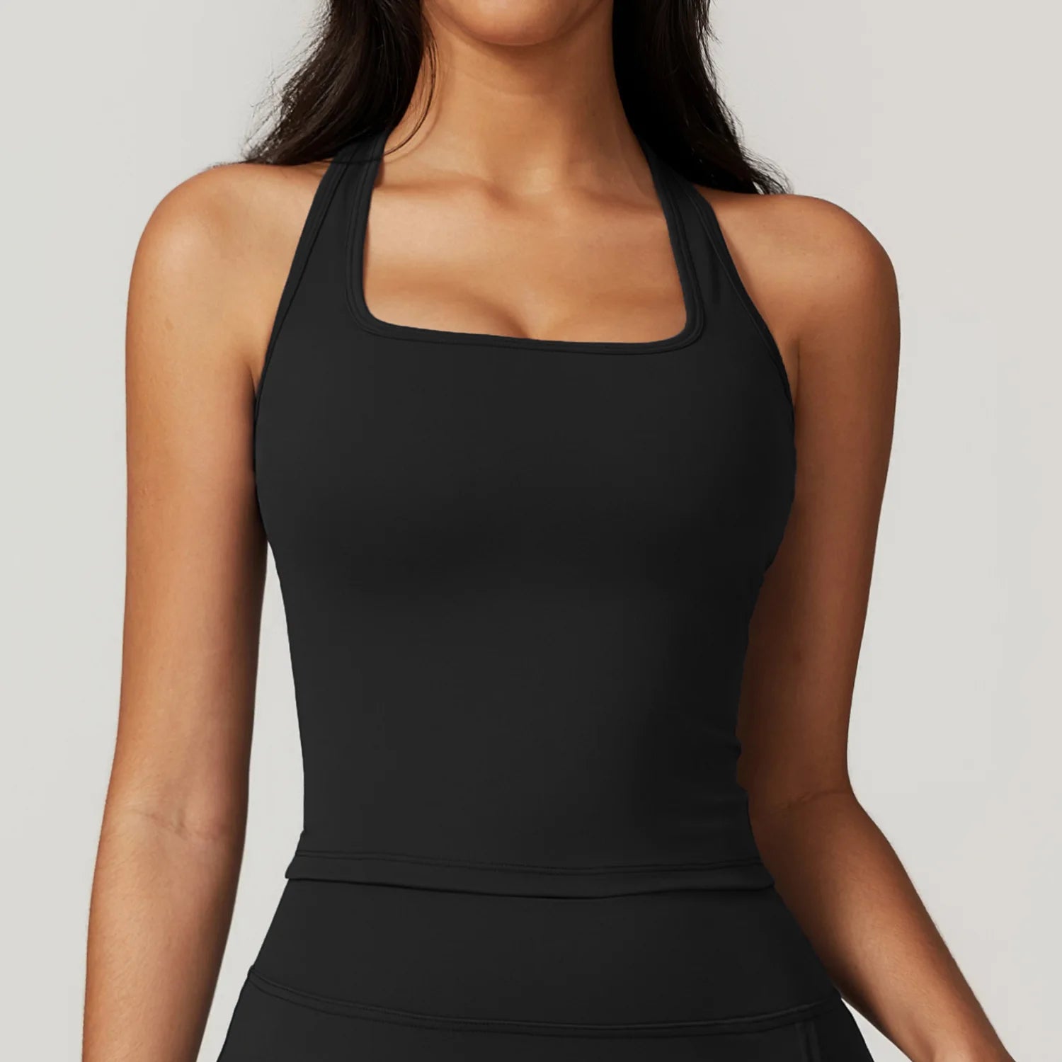 Square Neck Stretch Fit Sports Tank