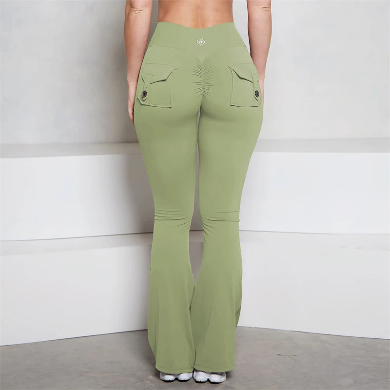 Scrunch Butt Pocket Flared Leggings