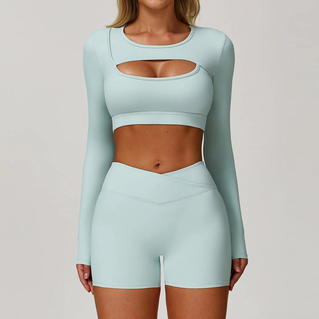 Long Sleeve Quick-Dry Pastel Crop Top