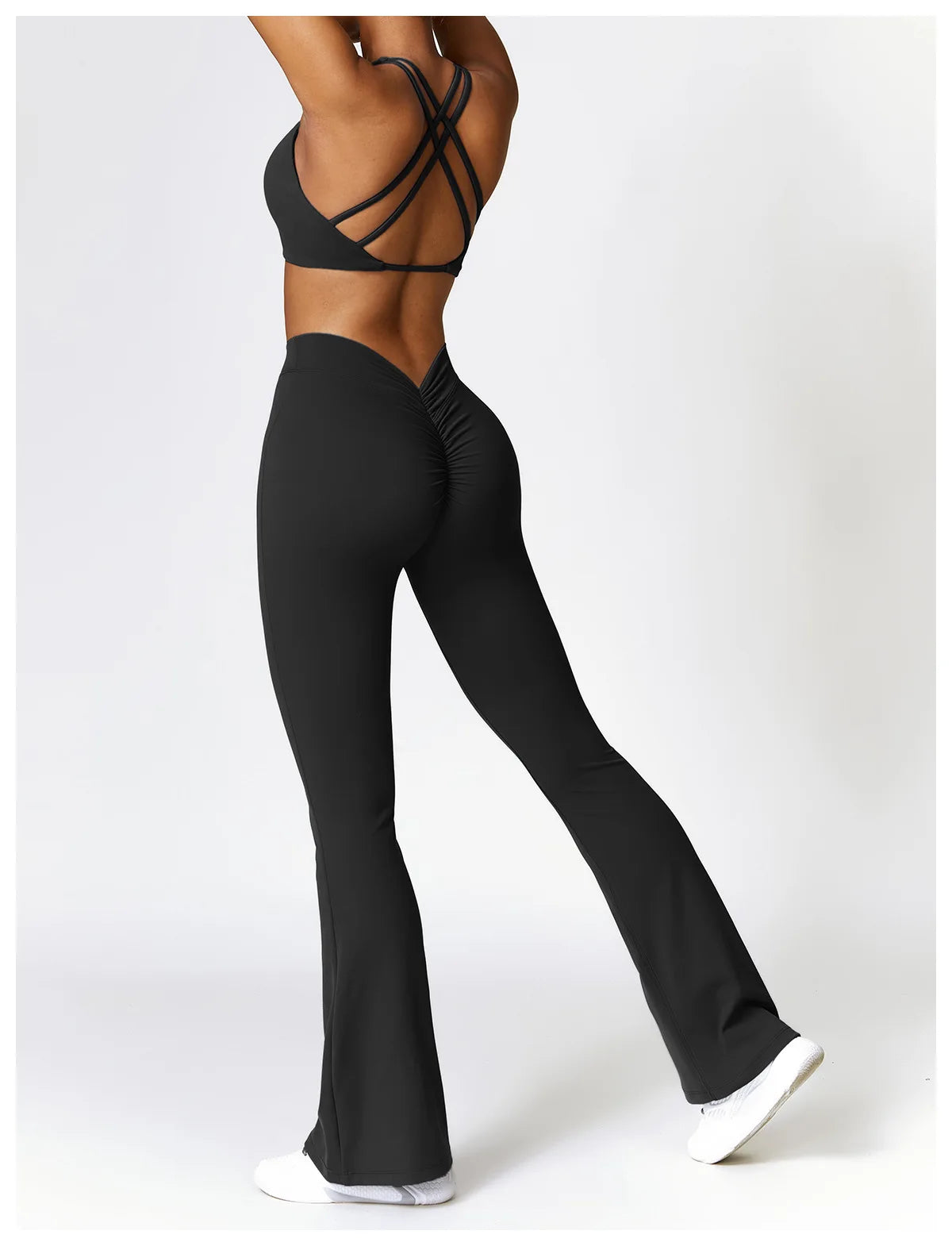 Seamless 2-Piece High-Waist Flare Leggings & Sports Bra