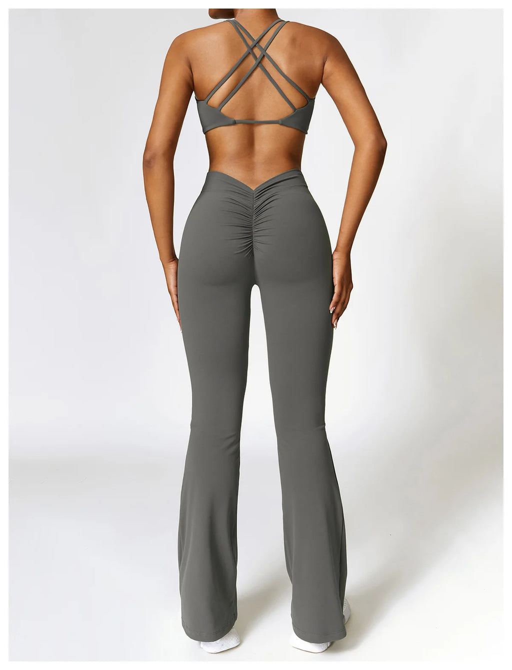 Seamless 2-Piece High-Waist Flare Leggings & Sports Bra