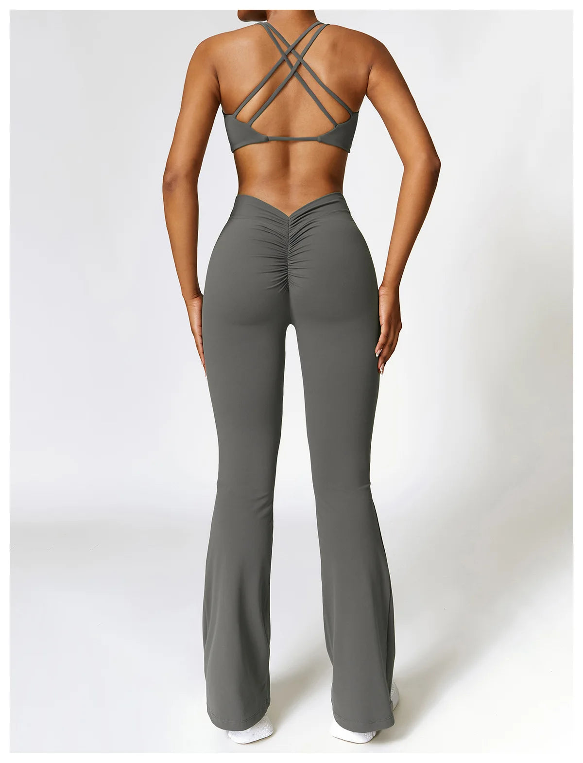 Seamless 2-Piece High-Waist Flare Leggings & Sports Bra