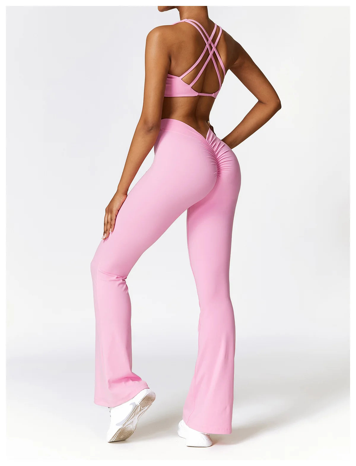 Seamless 2-Piece High-Waist Flare Leggings & Sports Bra