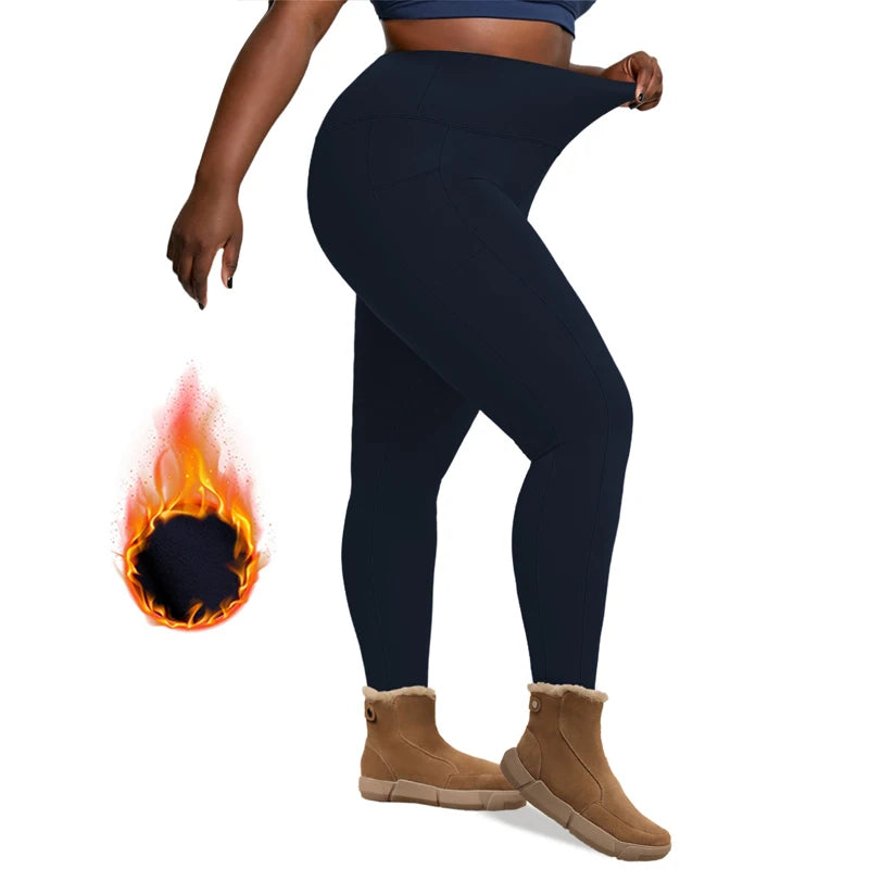 Plus Size Fleece Lined High-Waist Leggings