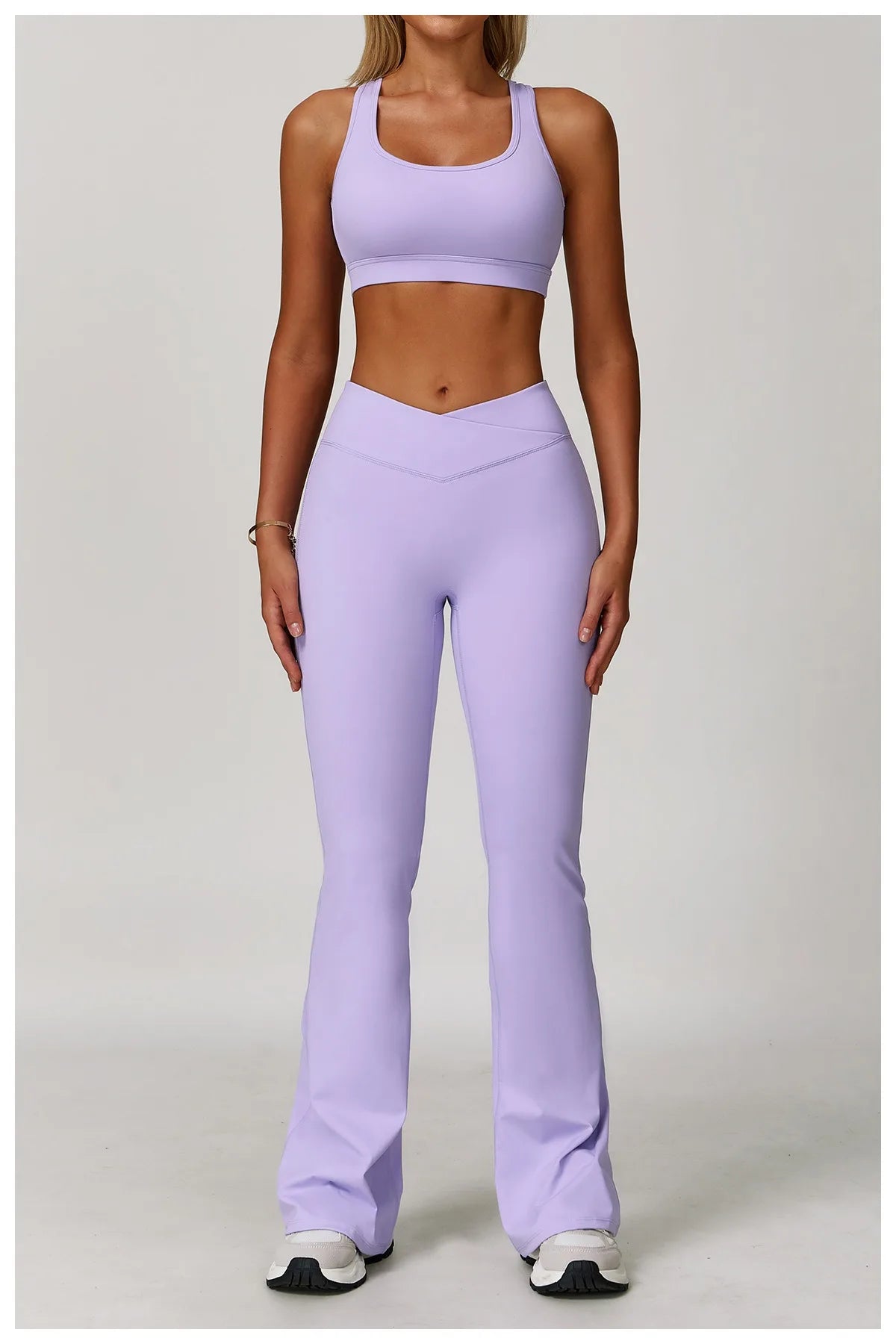 2-Piece Pastel Activewear Set with Flared Leggings