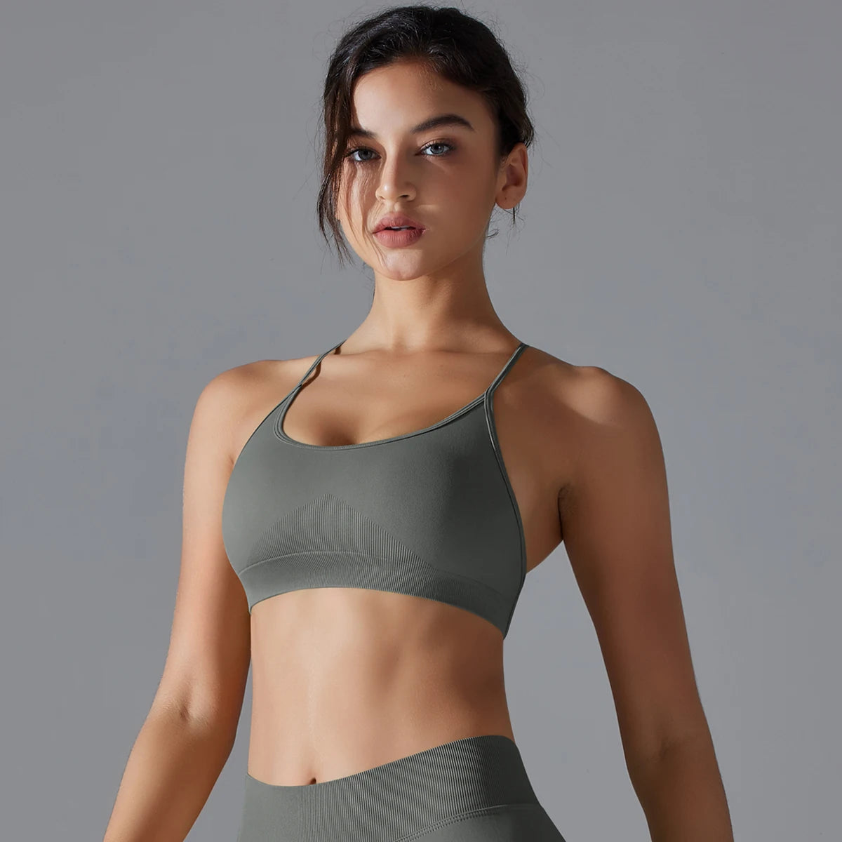 Crossback High-Stretch Knit Sports Bra