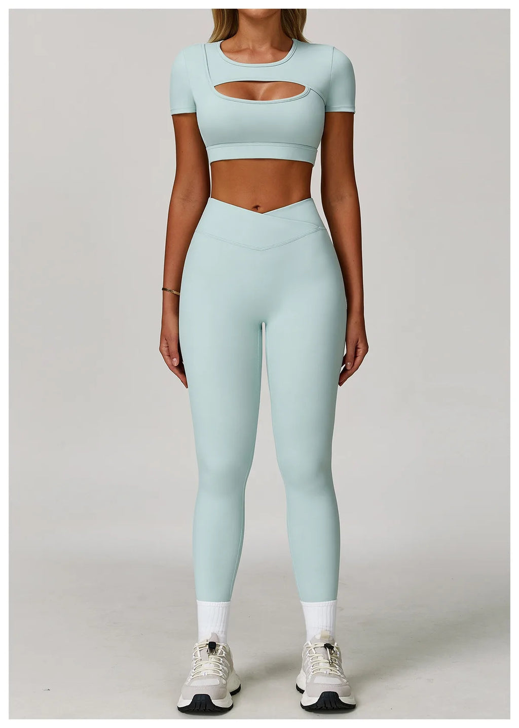 Cross-Fold V-Shaped Waist Pastel Leggings