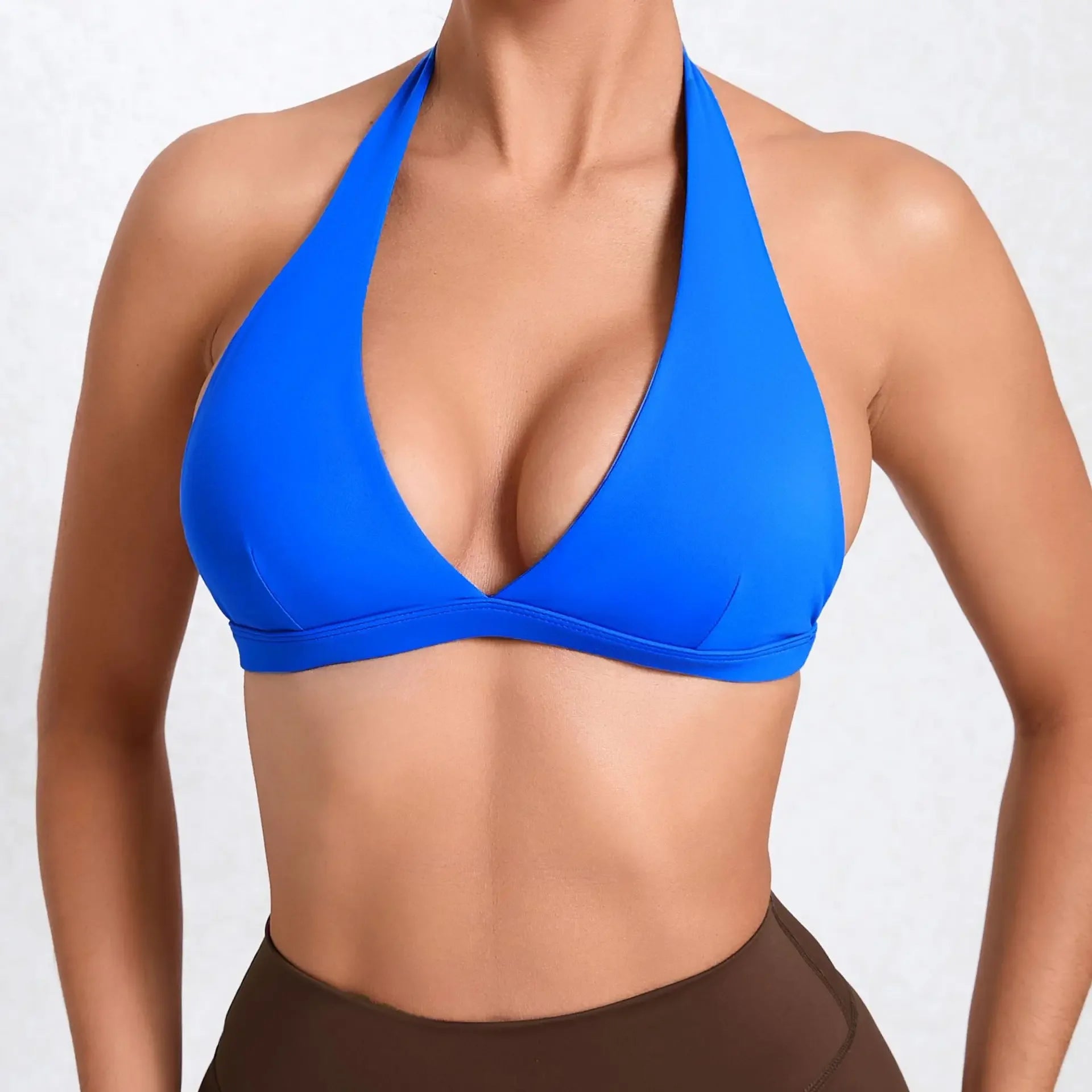 Deep V Halter Neck Sports Bra