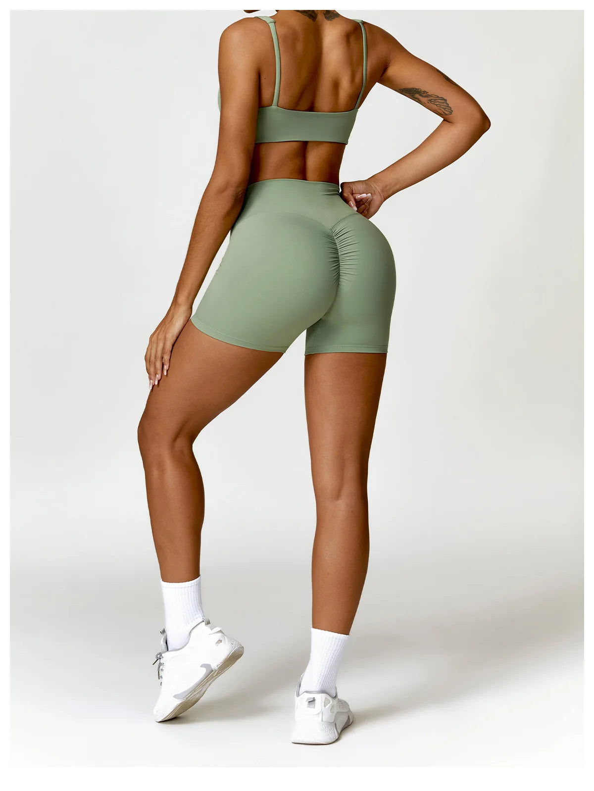 2-Piece Set – Long Sleeve Crop Top or Bra & Shorts