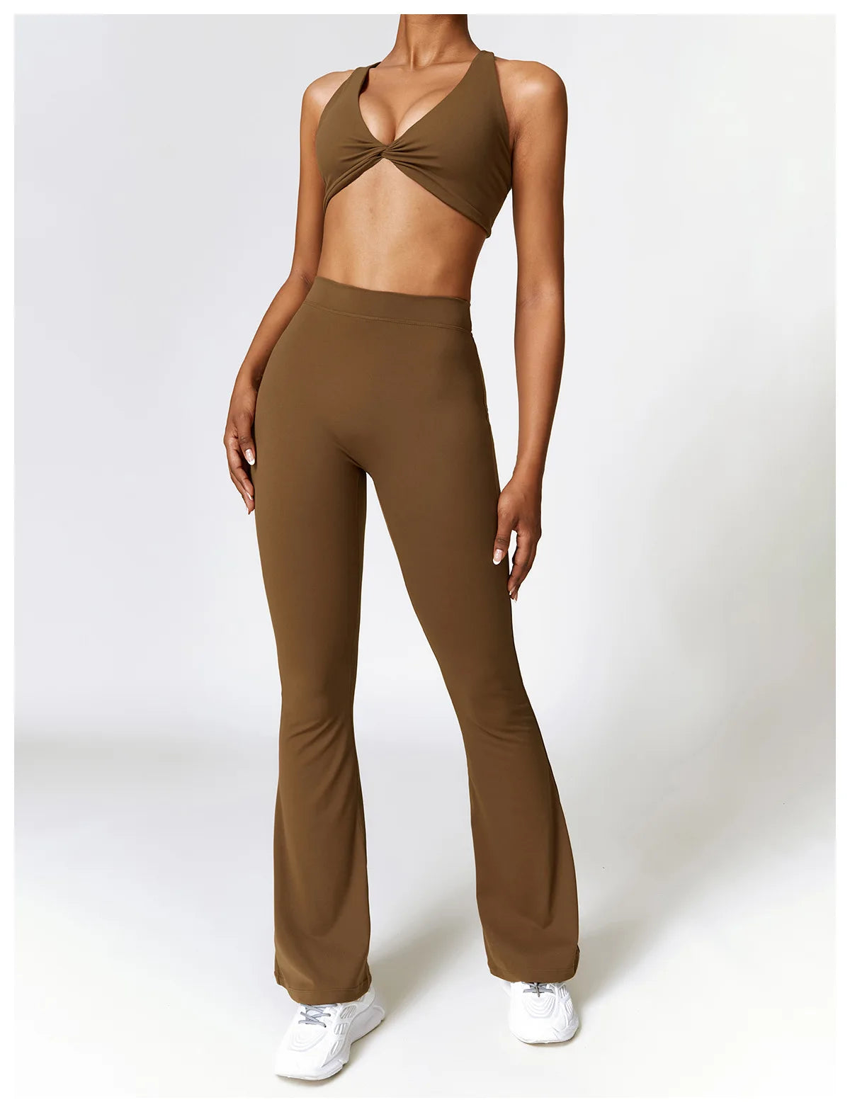 Seamless 2-Piece High-Waist Flare Leggings & Sports Bra