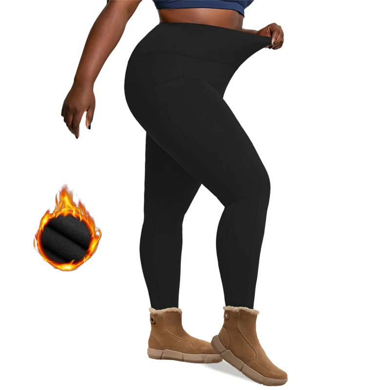 Plus Size Fleece Lined High-Waist Leggings