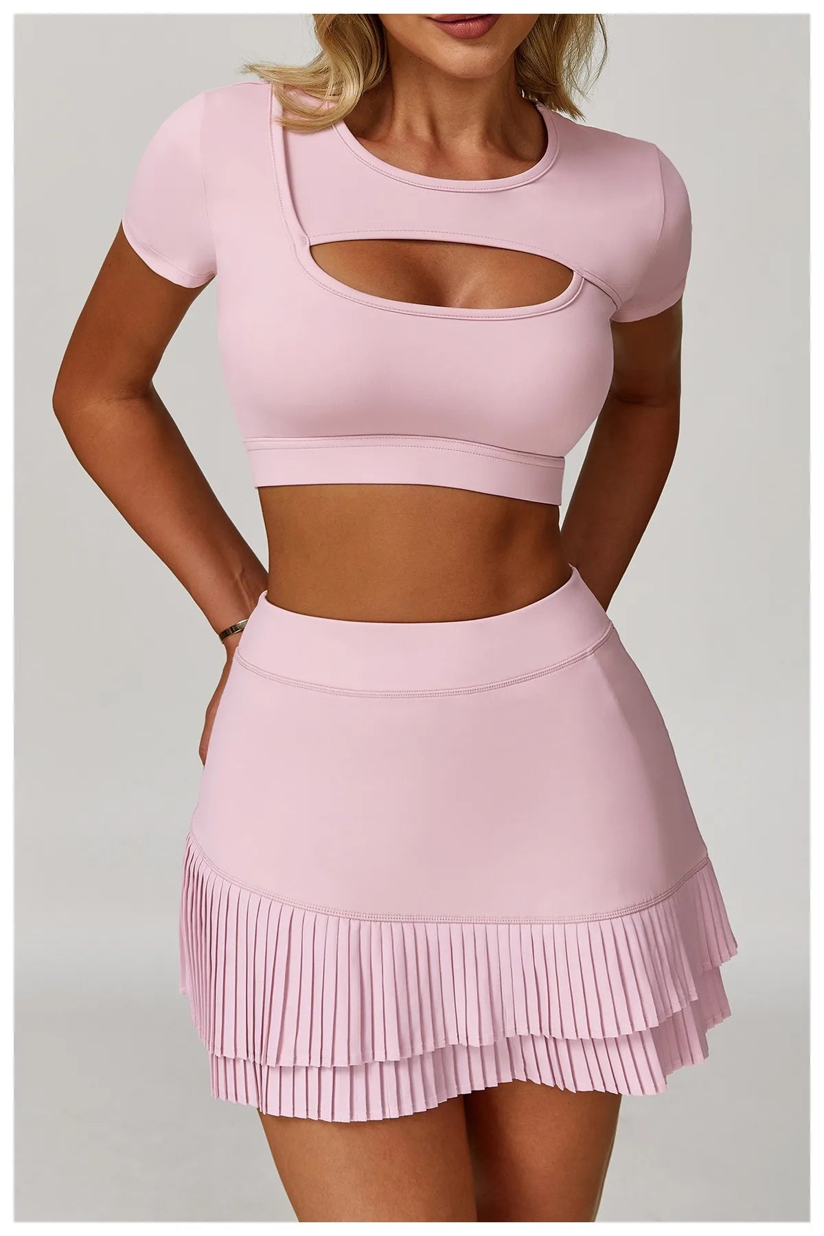 2-Piece Pastel Crop Top & Tennis Skort Set