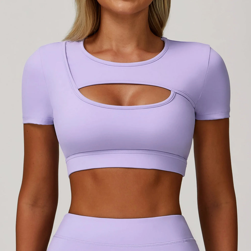 Short Sleeve Quick-Dry Pastel Crop Top