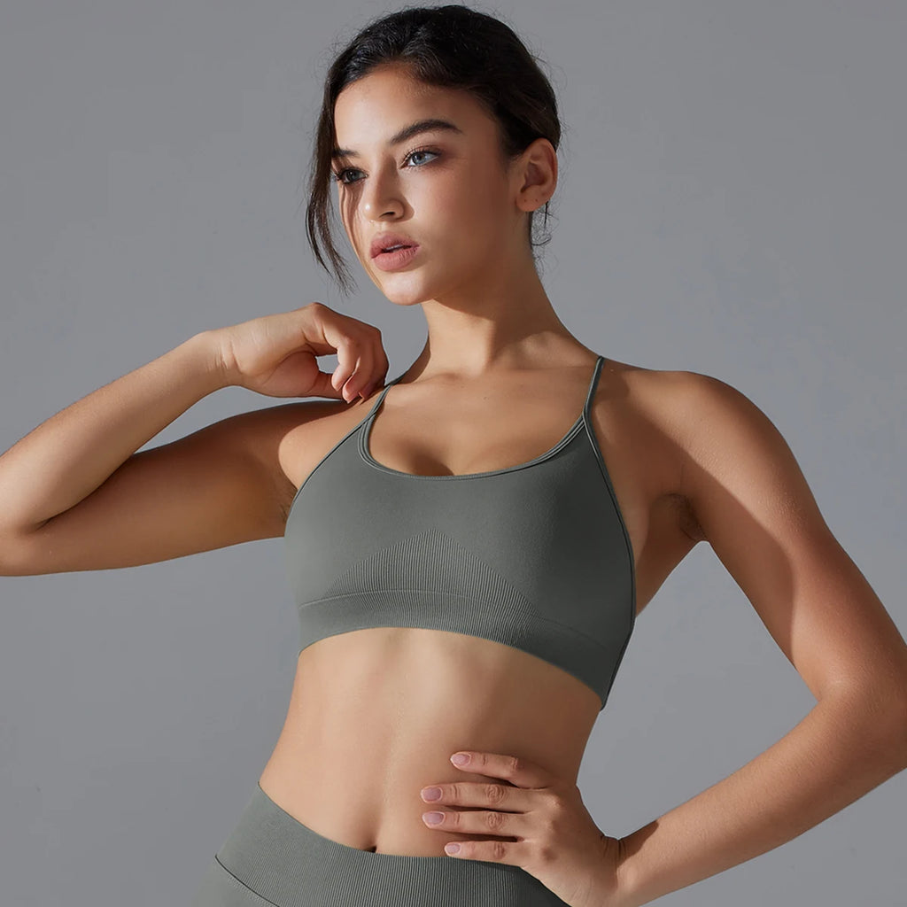 Crossback High-Stretch Knit Sports Bra