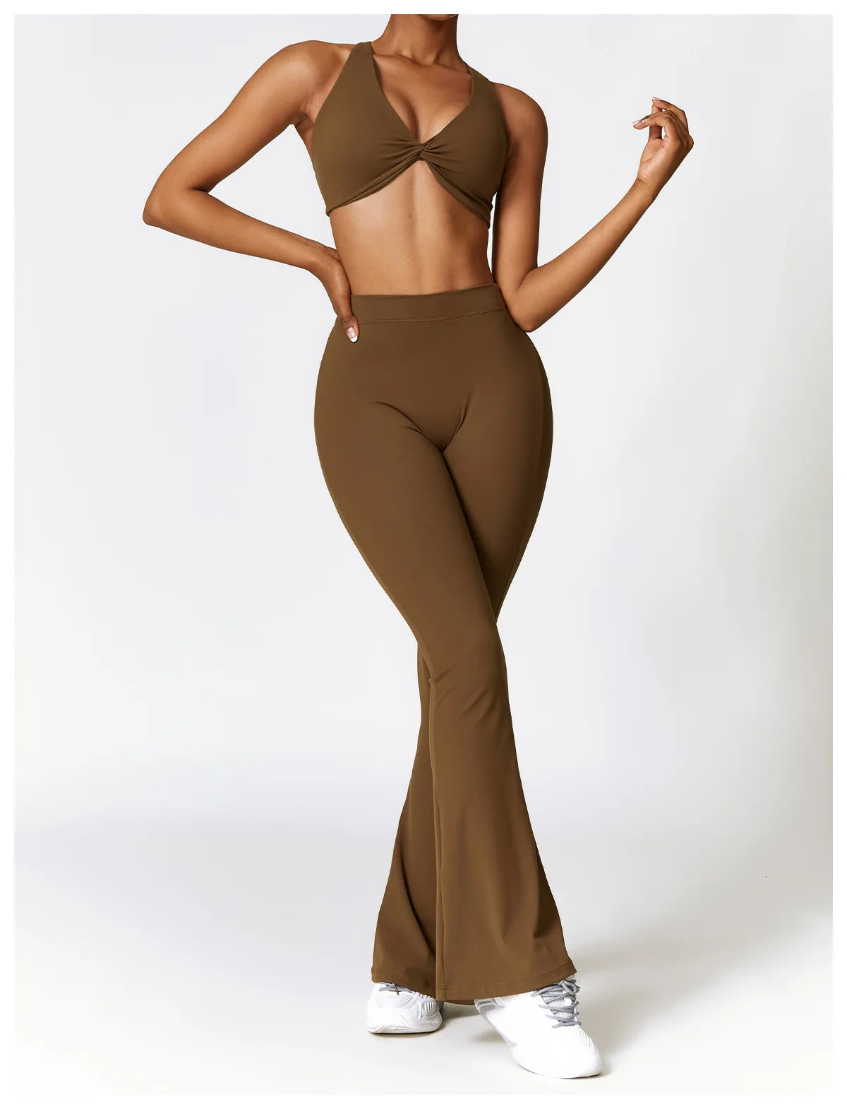 Seamless 2-Piece High-Waist Flare Leggings & Sports Bra