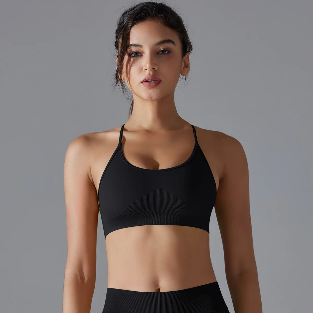 Crossback High-Stretch Knit Sports Bra