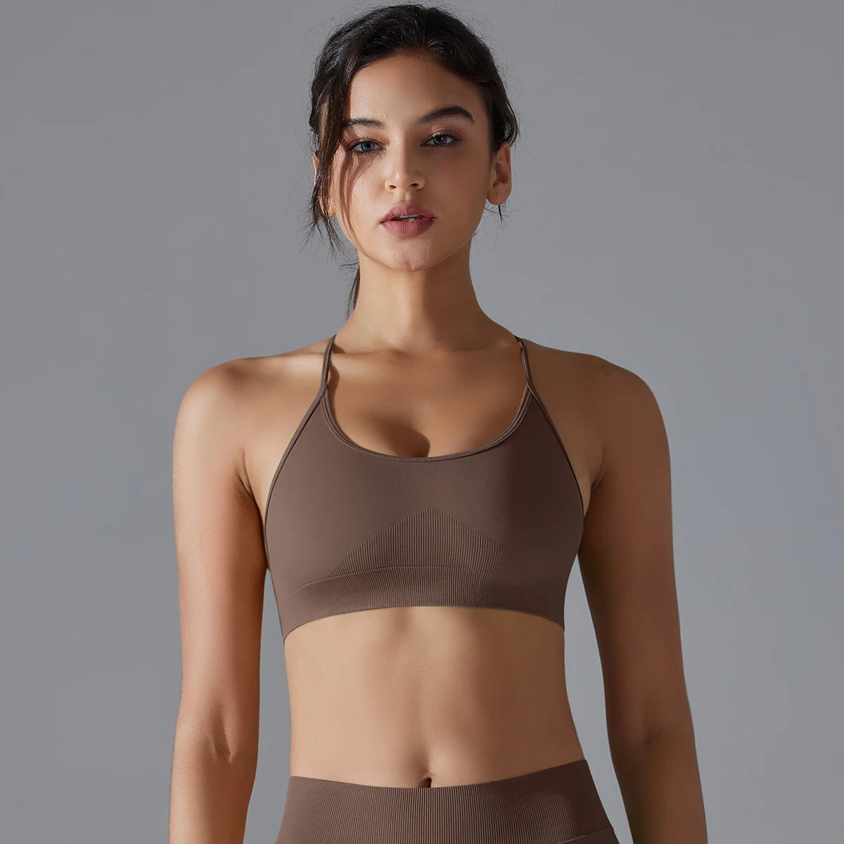 Crossback High-Stretch Knit Sports Bra