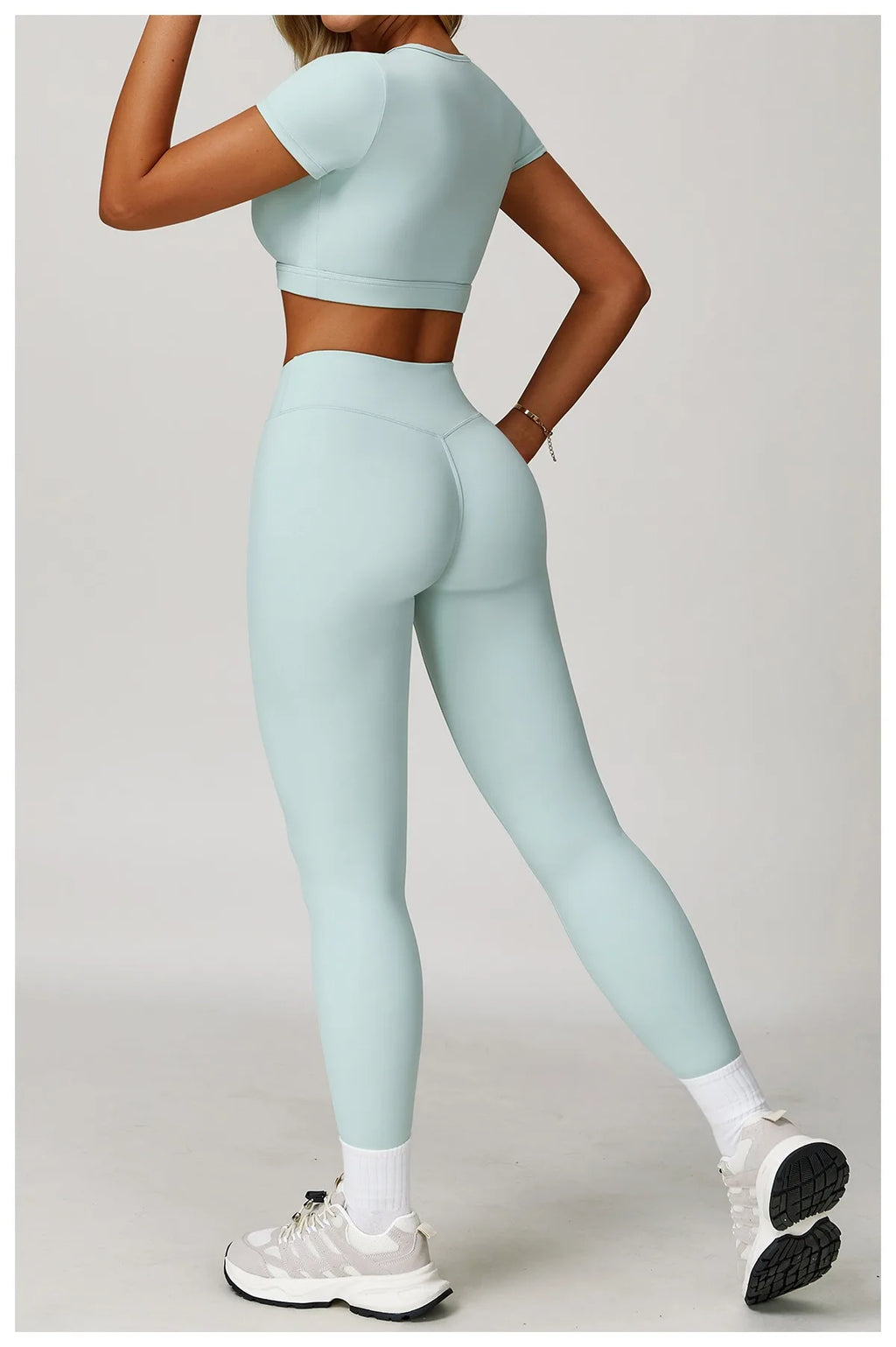 Cross-Fold V-Shaped Waist Pastel Leggings