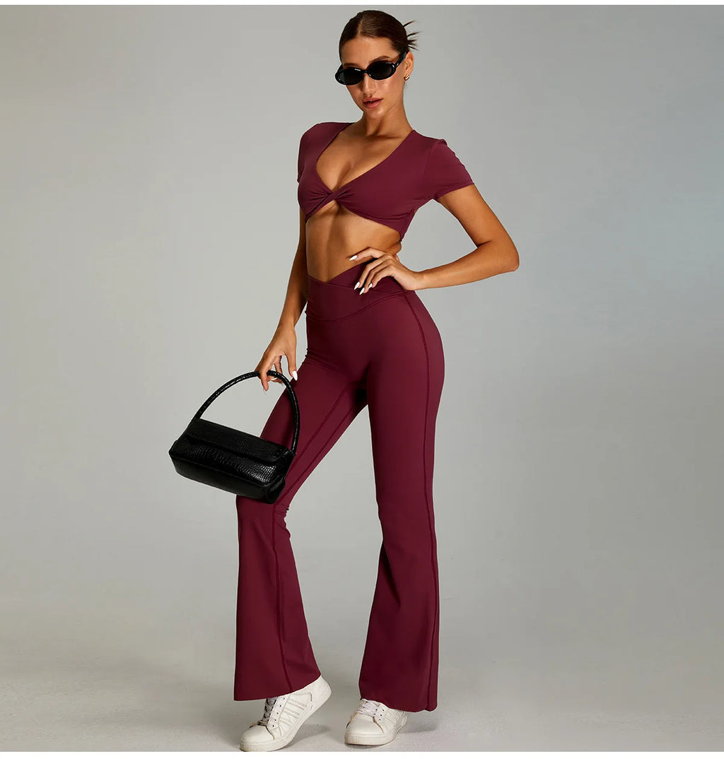 Siena Sculpt Set | Twist Front Crop & Flared Bottoms