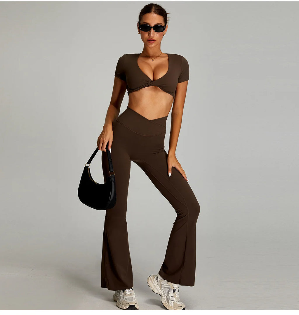 Siena Sculpt Set | Twist Front Crop & Flared Bottoms