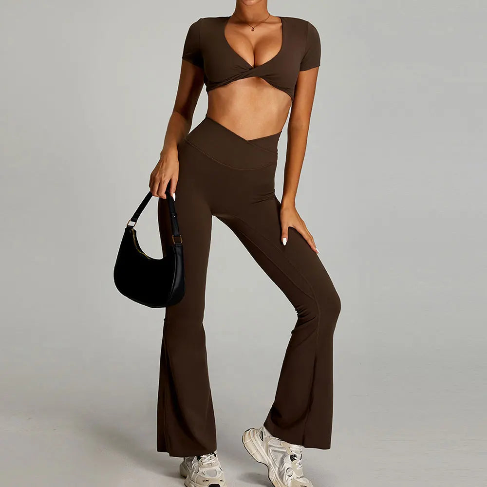Siena Sculpt Set | Twist Front Crop & Flared Bottoms