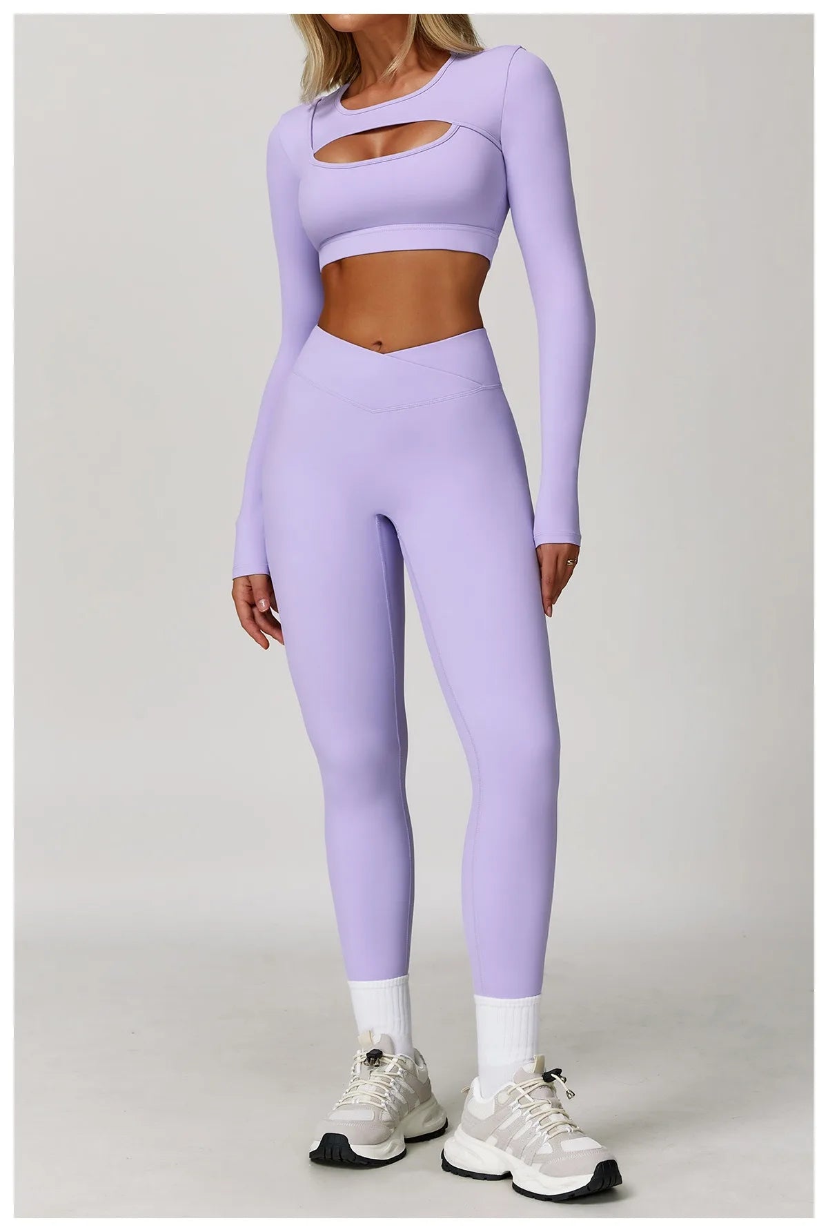 Cross-Fold V-Shaped Waist Pastel Leggings