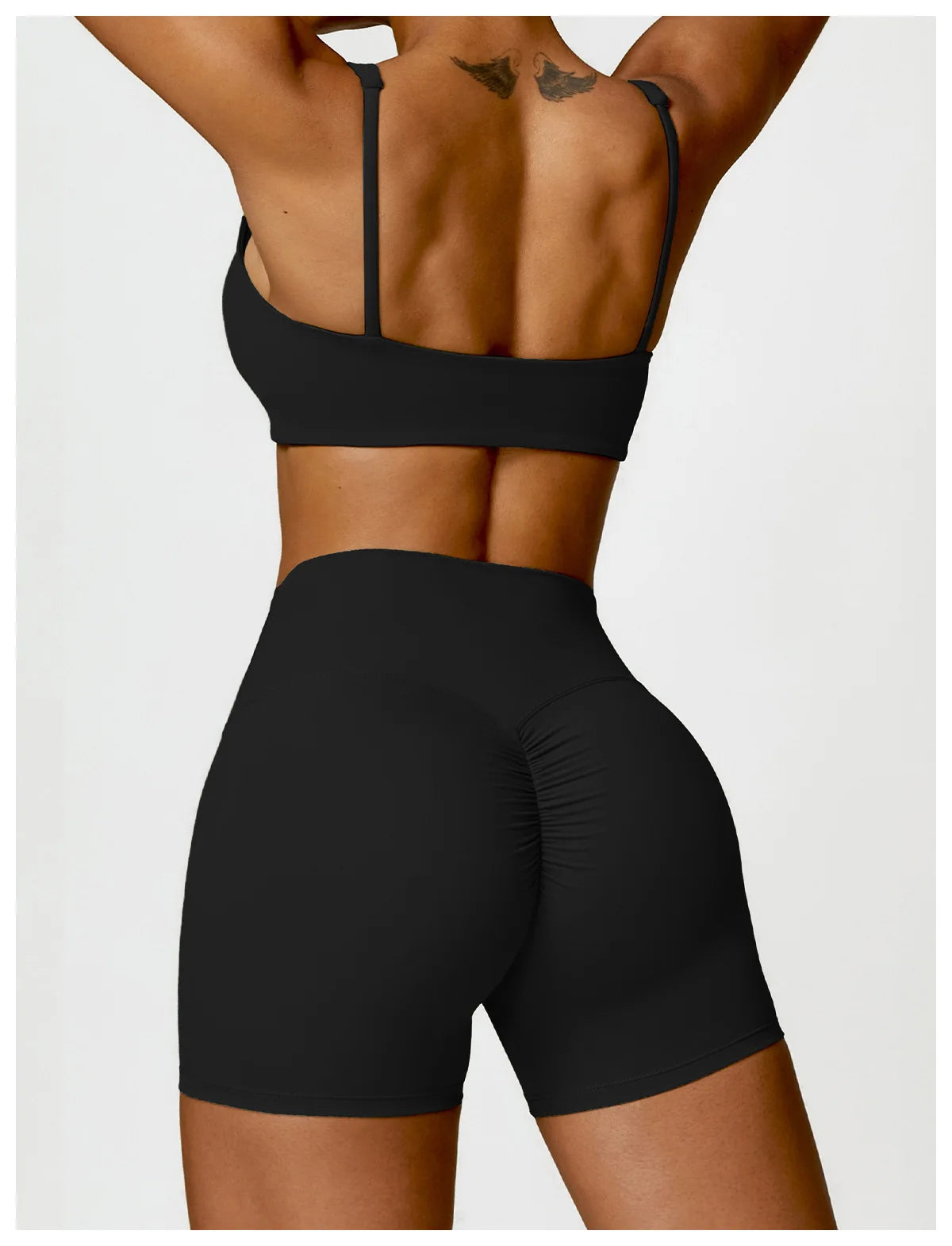 2-Piece Set – Long Sleeve Crop Top or Bra & Shorts
