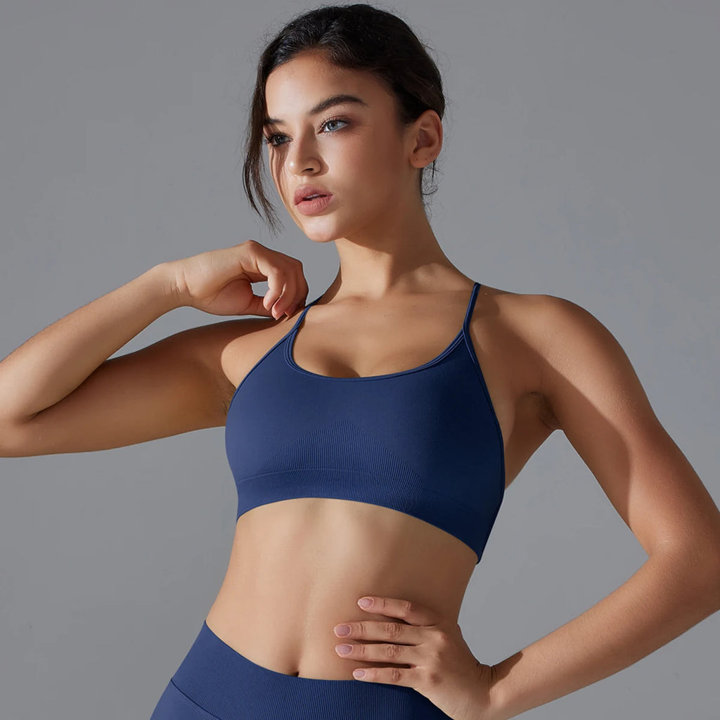 Crossback High-Stretch Knit Sports Bra