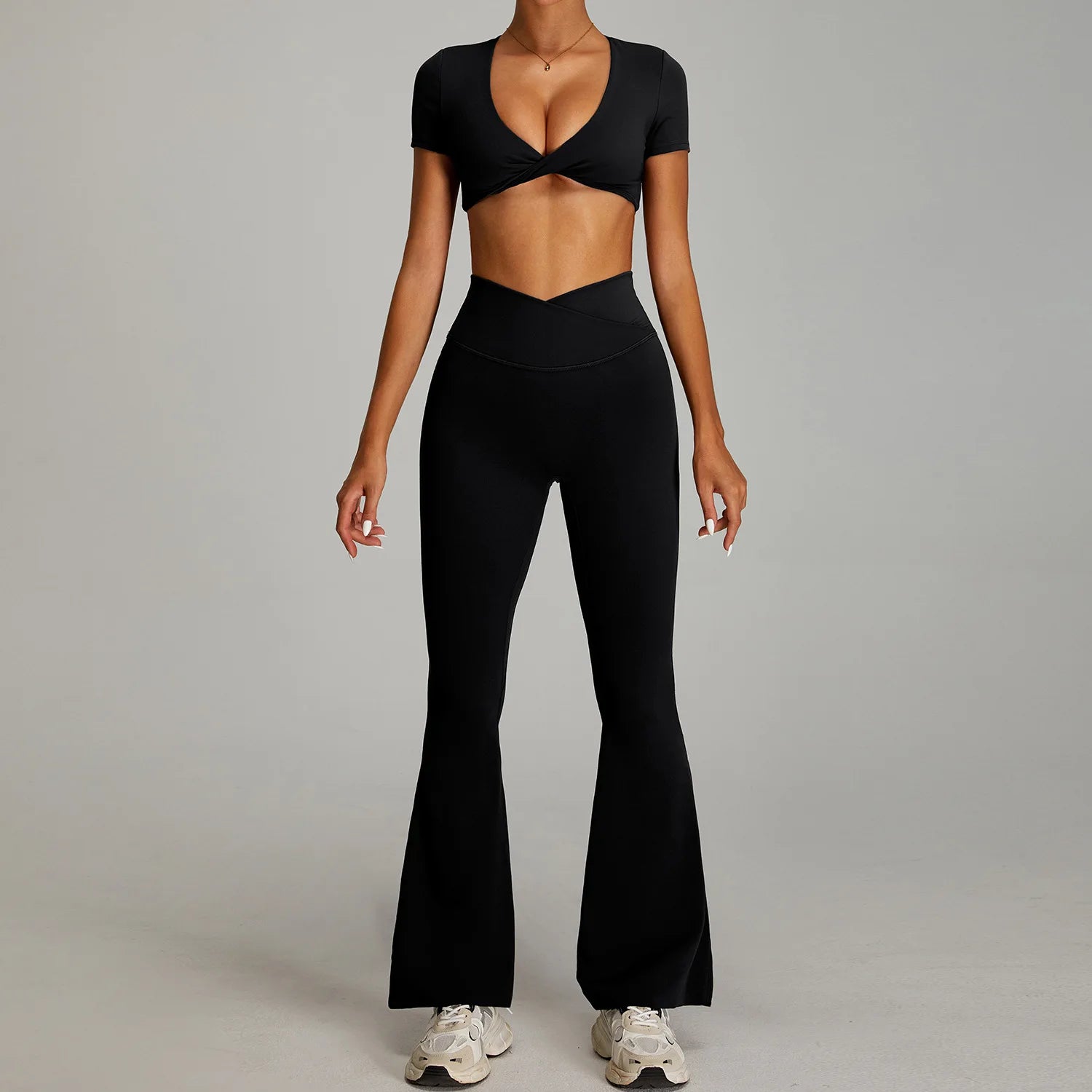 Siena Sculpt Set | Twist Front Crop & Flared Bottoms