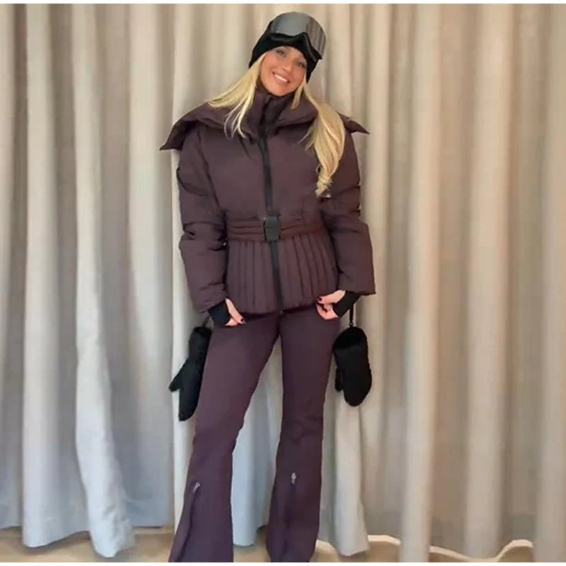Belted Winter Ski Jacket for Women