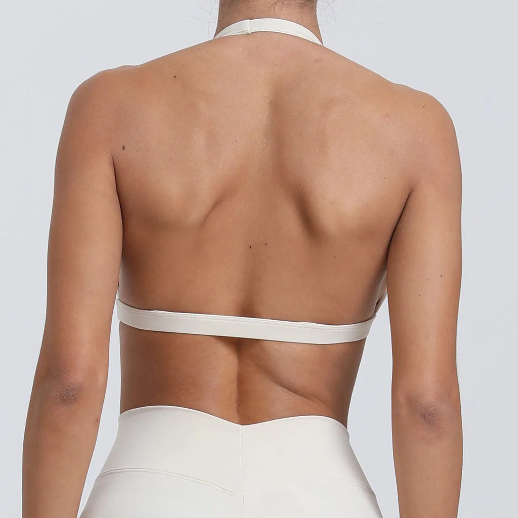 Deep V Halter Neck Sports Bra