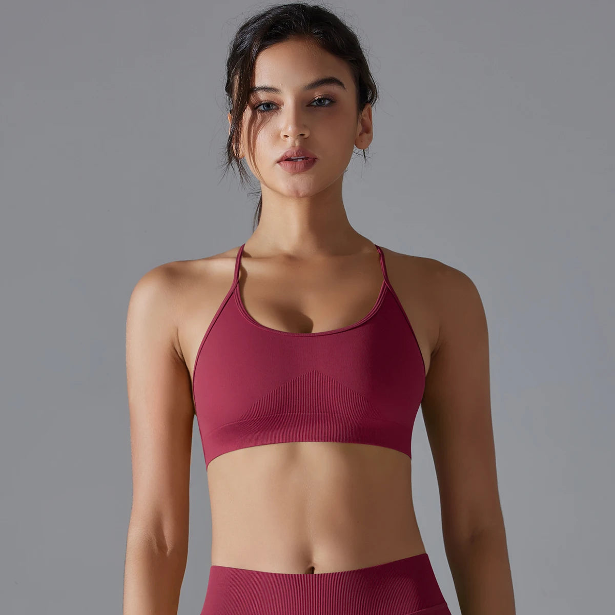 Crossback High-Stretch Knit Sports Bra
