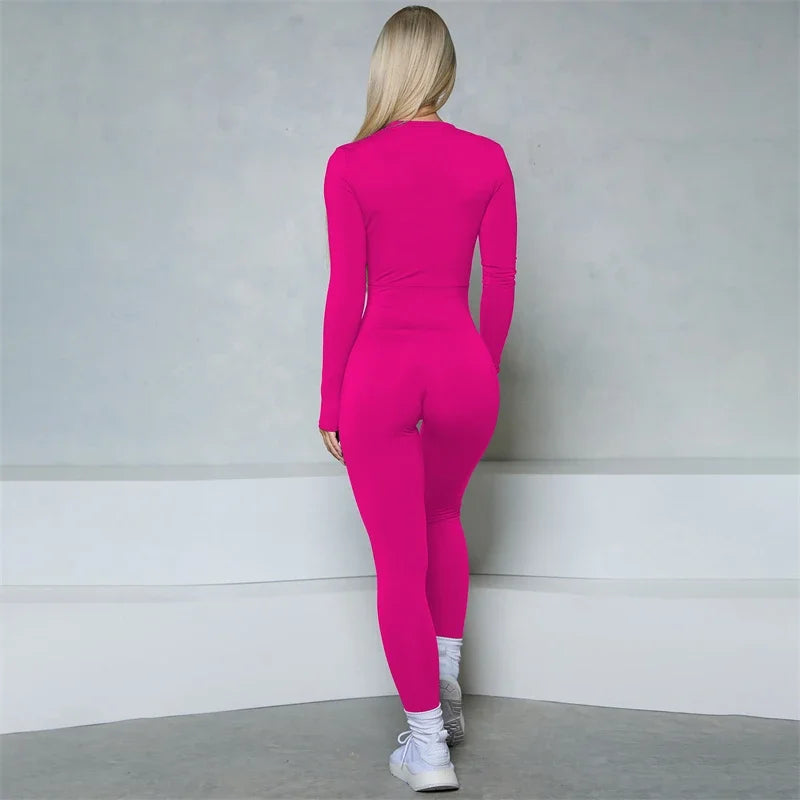 SculptFit Long Sleeve Zipper Jumpsuit